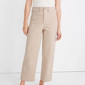 Madewell, Only Worn Once! Slim Emmet Wide Leg Crop! Tan Gingham Pants